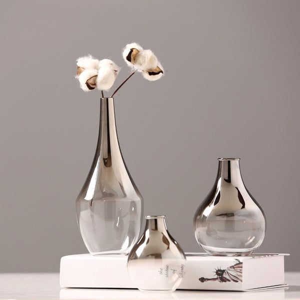 SILVER GLASS VASE